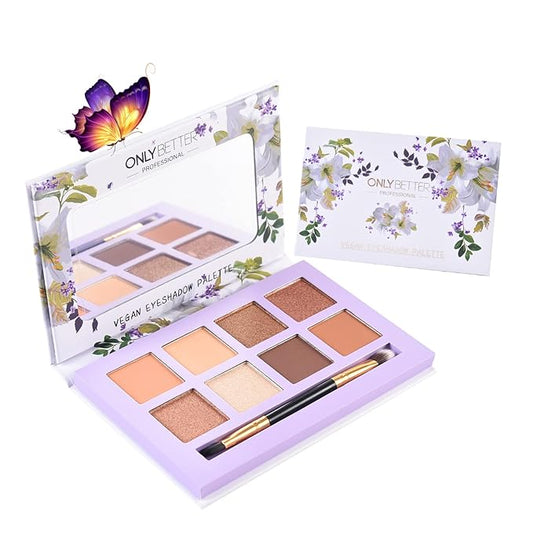 Vegan Eyeshadow Palette, Nude Eyeshadow Palette, 16 Shades Organic Eyeshadow palette & Matte Eyeshadow Palette with Brush, 8 Shades