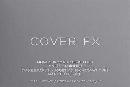 COVER FX Monochromatic Powder Blush Duo - Soft Peach: Peachy Nude - Matte + Shimmer Finish - Create Custom, High Impact Color