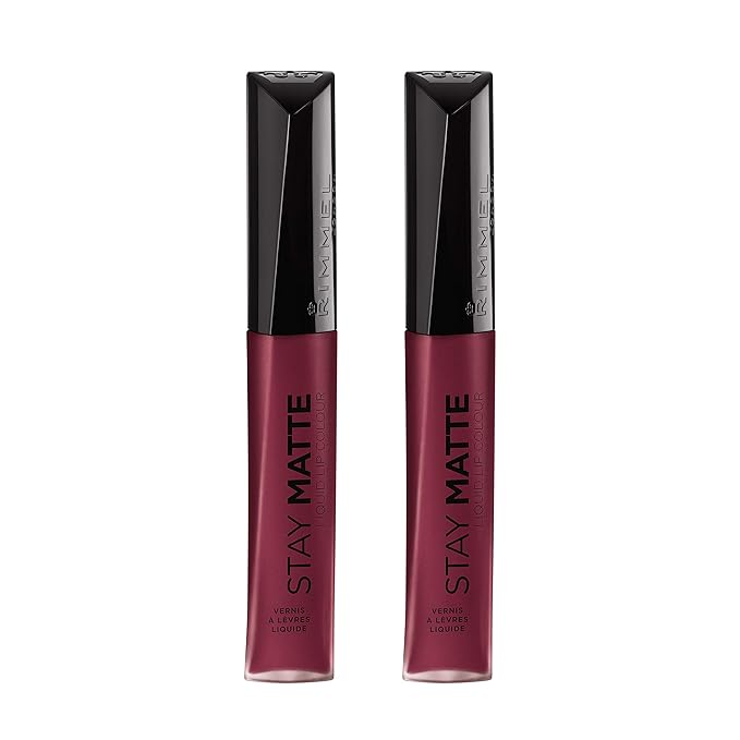 Rimmel Stay Matte Liquid Lip Color, Plum This Show, 0.21 Fl Oz, Pack of 2