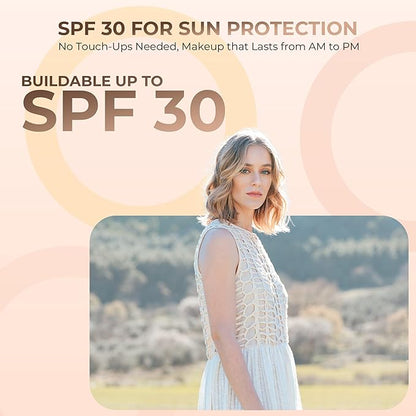 LIGHT Foundation (30g Full Size Sifter Jar) Matte Mineral Makeup Loose Powder Bare Face Full Coverage Long Lasting All Natural Noncomedogenic for All Skin Types Airbrushed Finish SPF 30