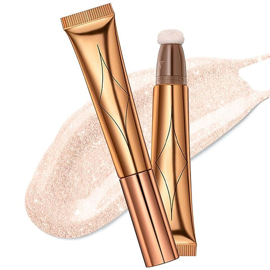 Highlighter Beauty Wand, Liquid Face Highlighter Stick with Cushion Applicator, Long Lasting Smooth Natural Matte Finish, Lightweight Blendable Super Silky Cream Highlighter Stick (04#