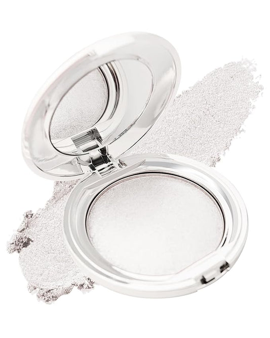 Face Highlighter Powder Palette, Waterproof Long Lasting Shimmer Pearl White Silver Glow Highlighting Bronzer Eye Facial Contour Cream Makeup Palette, Illuminator for Women Eyeshadow Body Cheek-01