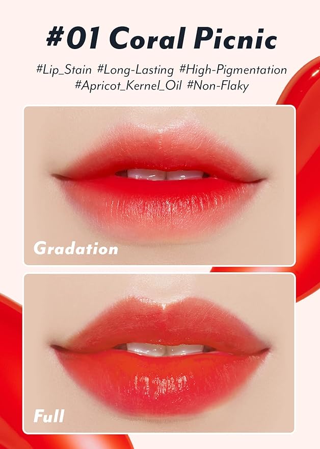 I'm Meme Water Gel Tint - Color Key Ring | Gift, Highly-pigmented, Long Lasting, Travel-Friendly, Lip Stain, 01 Coral Picnic, 0.09 Oz