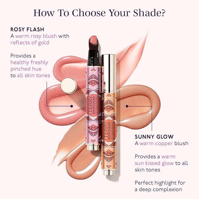 By Terry Brightening CC Liquid Blush, Hydrating & Radiant Formula, Long Lasting Color, Dewy Finish, Sunny Glow, 0.4 oz