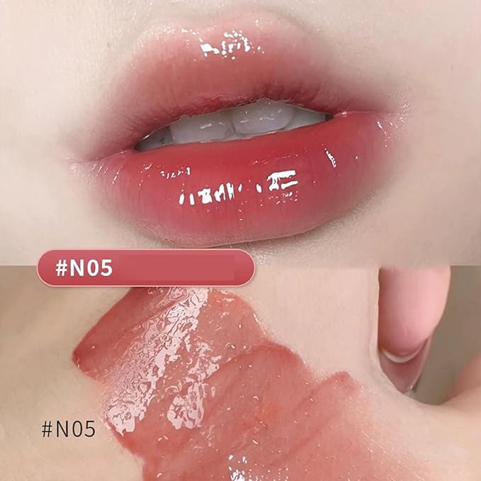 Ice Iron Tinted Lip Tint, Jelly Hydrating Lip Oil - Moisturizing Nonstick Tinted Gloss (#N01 Milky Peach)