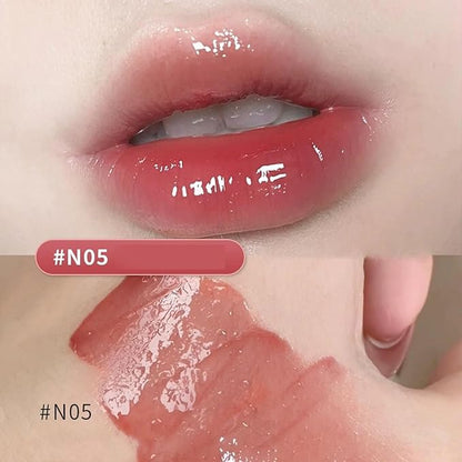 Ice Iron Tinted Lip Tint, Jelly Hydrating Lip Oil - Moisturizing Nonstick Tinted Gloss (#N01 Milky Peach)
