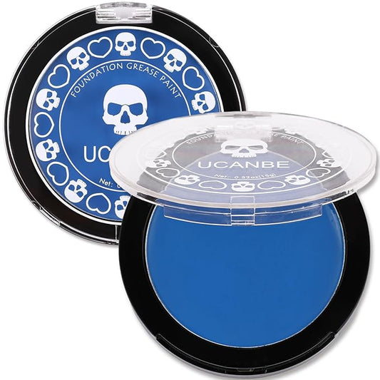 UCANBE Blue Face Body Paint Makeup Foundation, Professional Non-Toxic Greasepaint Palette for Kids & Adults Party, Cream Facepaints for Halloween Cosplay Theater Costume Stage SFX Dress-Up Makeup