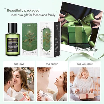 Eyelash Cleanser Concentrate Aloe 100ml Lash Extension Shampoo Natural Foaming Cleanser DIY Gift Paraben & Sulfate Free Wash for Extensions Lashes with Home Care-Makes 60ml Bottles