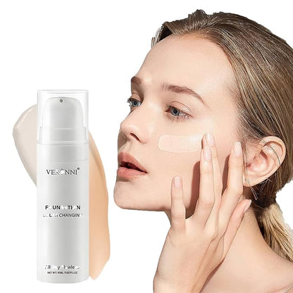 Color Changing Foundation 15ML, Liquid Makeup Colour Changing Full Coverage Flawless White Foundation with Conceale Long Lasting Moisturizing for All Skin Tones