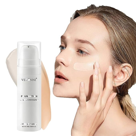 Color Changing Foundation 15ML, Liquid Makeup Colour Changing Full Coverage Flawless White Foundation with Conceale Long Lasting Moisturizing for All Skin Tones