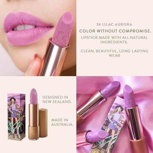 Karen Murrell - Natural Lip Stick - Lipstick 36 Lilac Aurora - Lilac Lipstick - Matte Finish, 100% Natural Ingredients, Moisturizes & Hydrates Lips - Paraben & Cruelty Free