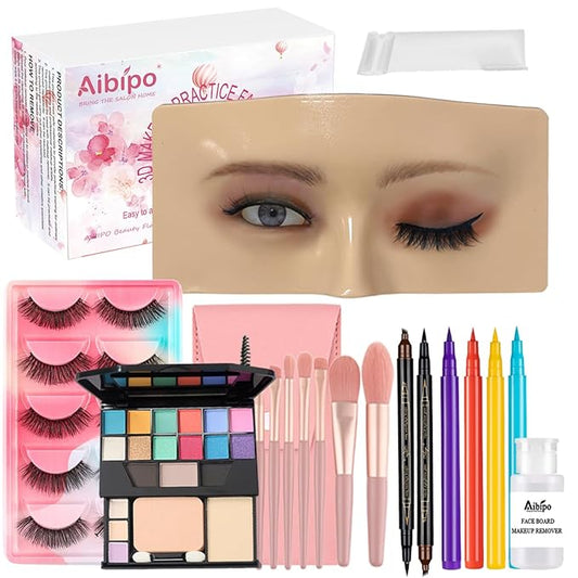 Makeup Practice Mannequin with 3D Reusable Face for Makeup Artists and Beginners
