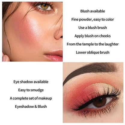 Full Face Makeup Palette, 4 in 1 Small Nude Nake Makeup Palet with Highlight, Bronze, 3 Colors Eyeshdow, 2 Color Blush, Double Side Brush, Fine Silky Powder