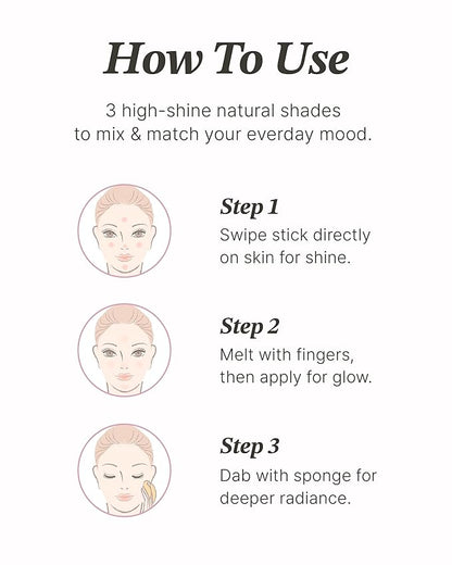 Glint Stick Highlighter (Dewy Moon, 0.24oz) - Multi-Use Illuminator Stick by LG Beauty. Creamy & Blendable Color.