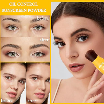 Mineral Sunscreen Setting Powder, Mineral Brush Setting Face Powder Makeup SPF 35 PA Oil Control Natural Matte Finish, Lightweight Breathable Concealer Brush Powder (Medium, 8g)