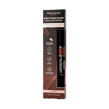 Profusion Cosmetics West Coast Glow Blush Bronzer Experience Radiant Sun-Kissed Beauty with Vitamin-Infused Liquid Formula, Lightweight, Buildable Suitable for All Skin Tones (Catalina)