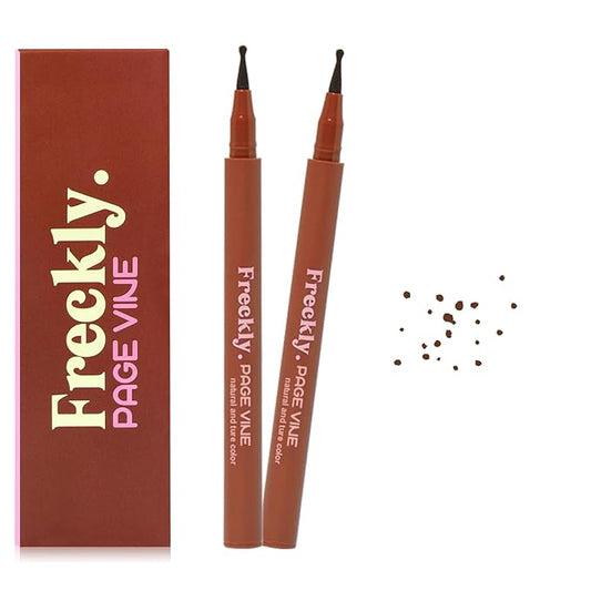 Freckle Pen,Faux Freckle Stamp Waterproof,Fake Face Freckles Stain Makeup Long Lasting Quick Dry,Natural Lifelike Soft Dot Freck Pen 2PCS-03 Dark