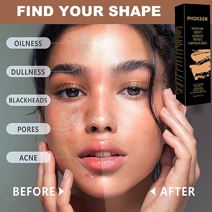 Liquid Foundation, Flawless Soft Matte Liquid Foundation 24HR Oil Control, Concealer Foundation Makeup, Medium to Full Coverage with Matte Finish, 1.35 Oz