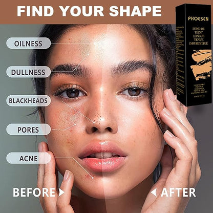 Liquid Foundation, Flawless Soft Matte Liquid Foundation 24HR Oil Control, Concealer Foundation Makeup, Medium to Full Coverage with Matte Finish, 1.35 Oz