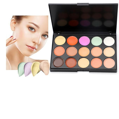 15 Colors Cream Contour Face Concealer Palette, FantasyDay Long Lasting Full Hydrating Coverage Conceals Corrects Foundation Camouflage Makeup Gift Set for Correcting Dark Circles Acne Blemish #3