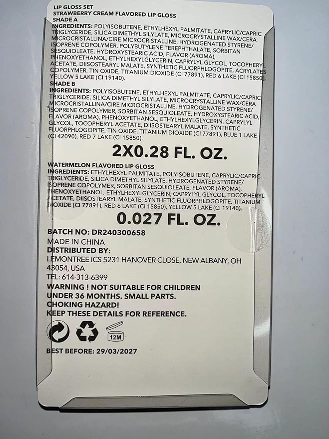 IBI Keychain Lip Glosses Set, Girls Party Favor Including 3Pcs Assorted Flavors Moisturizing Shimmer Lip Glosses for Kids and Teens Ages 5+