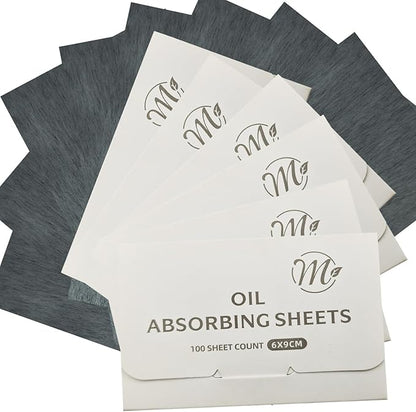 Natural Facial Oil Blotting Paper, 600 Counts Oil Absorbing Sheets for Face, Bamboo Charcoal Oil Absorbing Sheets for Oily Skin, Oil Control Film, Portable Oil Pad, Makeup Friendly