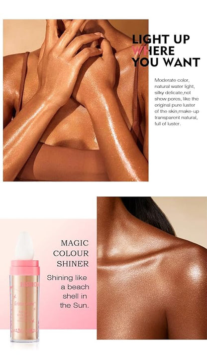 2 Pack Glitter Powder Highlighter Makeup, Body Brightens the Natural Three-Dimensional Face Blusher Patting Powder Highlighter. (01# White moonbeam)