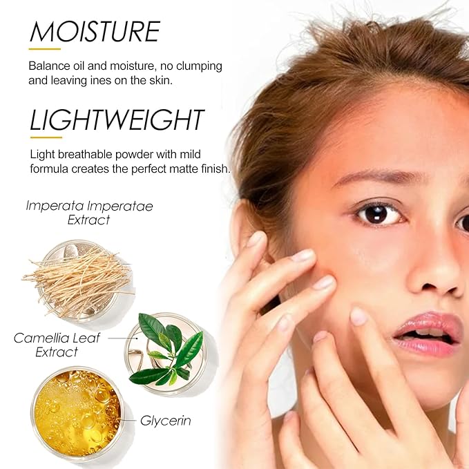 2Pcs Setting Powder, Translucent Natural Matte Finish,Oil Control Lightweight,Mineral Brush Powder,Natural Matte Finish,Long-lasting Brush Face Powder,Waterproof and Sweatproof Setting Powder (B, 2)