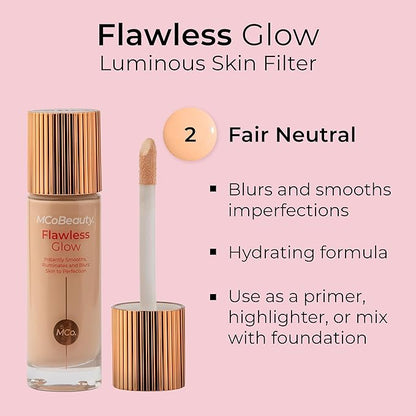 MCoBeauty Flawless Glow Luminous Skin Filter, 2 Fair, Healthy Glow with Natural Radiance, Vegan, Cruelty Free Cosmetics