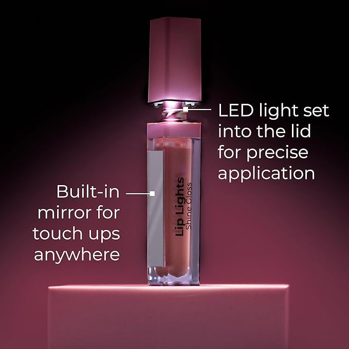 MCoBeauty LipLights Shine Gloss, Berry Pink, High Shine and Color for Irresistible Lips, Vegan, Cruelty Free Cosmetics