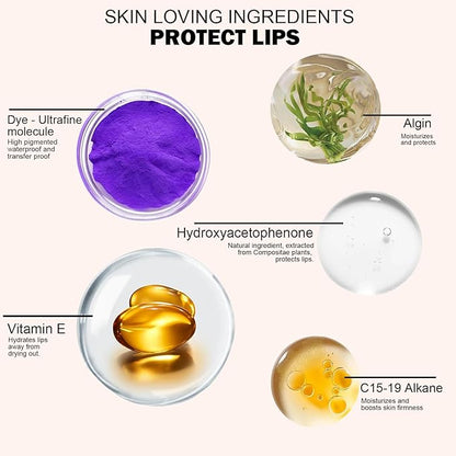 Peel Off Lip Stain NEW FORMULA - Long Lasting, Transfer Proof and Waterproof Tattoo Lip Tint, Matte Finish Lip Stain Peel Off, Infused with Vitamin E & Algin & Hydroxyacetophenone, #001 Rose Wood