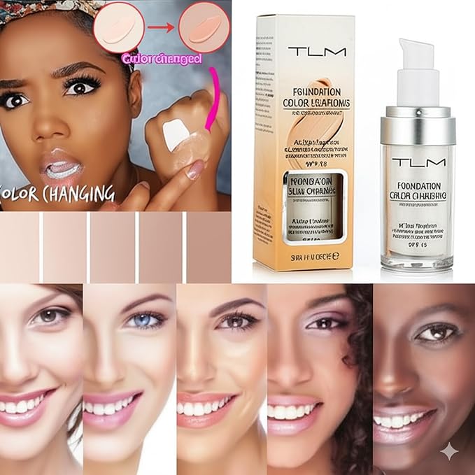 30ml TLM Flawless Color Changing Liquid Foundation Makeup Change To Your Skin Tone By Just Blending