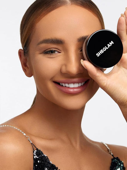 SHEGLAM Baked Glow Setting Powder Oil Control Loose Face Powder Translucent Pore-Less Flawless Smooths Fine Lines Glowy Powder - Cappuccino
