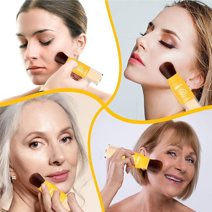 Mineral Sunscreen Setting Powder, Mineral Brush Setting Face Powder Makeup SPF 35 PA Oil Control Natural Matte Finish, Lightweight Breathable Concealer Brush Powder (Medium, 8g)