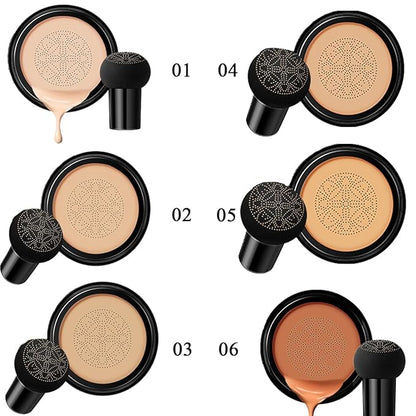 Air Cushion CC Cream Mushroom Head Foundation,BB Cream Makeup Foundation,Moisturizing Concealer,Long Lasting Full Coverage Waterproof,Even Skin Tone for All Skin Types (3# Dark Brown, 20g)