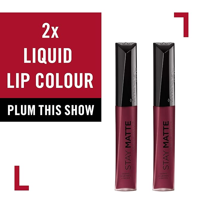 Rimmel Stay Matte Liquid Lip Color, Plum This Show, 0.21 Fl Oz, Pack of 2