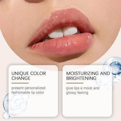 Transferproof Color Changing Lipstick,Gold Crystal Ph Lipstick Color Changing,Long Lasting 24 Hours Moisturizing Glossy Shine Lip Gloss for Women (1pcs)