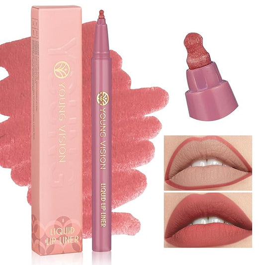 YOUNG VISION Gourd-Shaped Precision Liquid Lipstick & Lipliner - Nude Matte Shades
