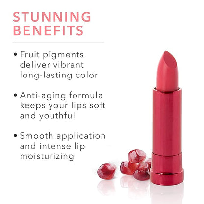 100% PURE Pomegranate Oil Anti-Aging Lipstick Long Lasting, Vibrant Makeup - Moisturizing Cocoa Butter Satin Finish - Vegan Fruit Pigmented Primrose Color (Pink) - 0.15 oz