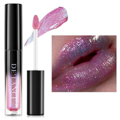 Chameleon Liquid Lipstick Purple Green Color,Shimmer Metallic Colourful Lip Gloss for Women Girls Lips Makeup Gift,Hydrating Waterproof and Long Lasting Lip Stick Shiny,Talc-Free,#3