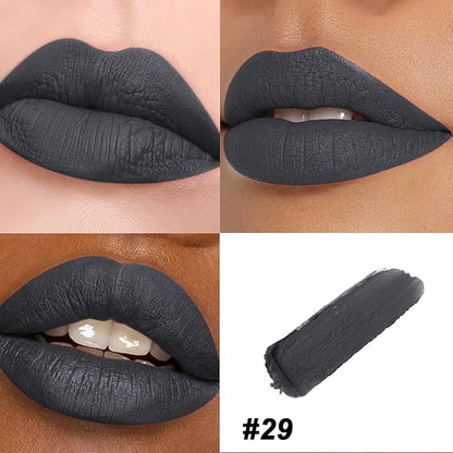 Matte Bullet Long Wear Lipstick - Vegan and Cruelty-Free - Smudge and Waterproof Matte Lipstick with Moisturizing Formula - All Day Comfort - (Obsidian Charm #29)