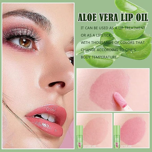 Hydrating Lip Glow Oil,6 Colors Plumping Lip Oil,Color Changing Moisturizing Tinted Lip Balm Lip Tint,Long Lasting&Non-Sticky Refreshing Natural Lip Oil Gloss（Pink Color）