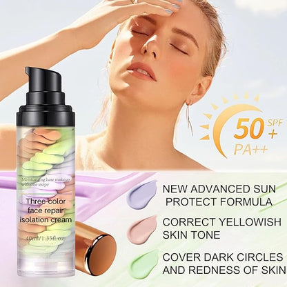 Primer For Face Before Makeup With Spf 50 Sunscreen Isolation Cream, One Step Color Corrector For Face, 3 In 1 Oil Controling & Moisturizing Primer Face Makeup, Radiance Skin,Refreshing,Non Greasy
