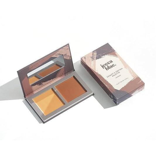 Jecca Blac Sculpt and Soften Contour Palette, Creamy Formula with Natural Finish, Medium Coverage, Gender Neutral and LGBTIQA+ Inclusive Make Up, Medium, 0.42 oz