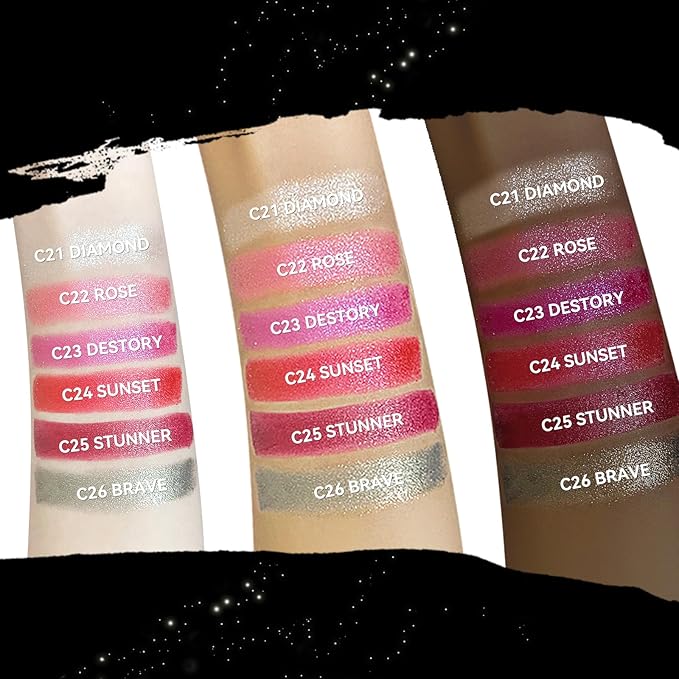3PCS Glitter Lipstick Sets for Women,Women's Diamond Shiny Matte Lip Gloss,Long Lasting Smudgeproof Non-Stick Lipstick,Lip Stick Lip Stain Makeup Gift Sets,Labiales mate 24 horas originale