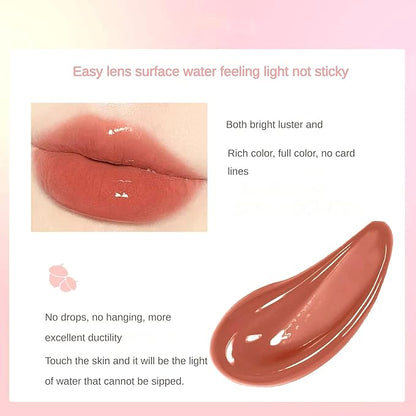 Novo Lip Stain & Mirror Shine Lip Glaze - Waterproof Lip Tint, Glossy & Matte Finish, Hydrating Non-Sticky, Shattered Mirror Effect, White Pondflower Seed Oil, Jelly-Like Gloss for Long-Lasting Wear