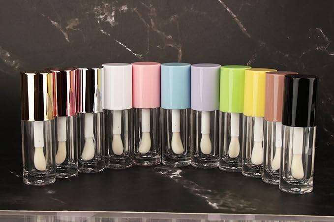 COSIDEA 14pcs Empty 6ml big doe foot wand Chunky lip gloss tubes for DIY lipgloss,Pink round lipgloss containers tubes with thick wand (Nude)