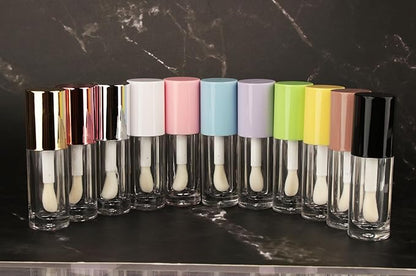 COSIDEA 14pcs Empty 6ml big doe foot wand Chunky lip gloss tubes for DIY lipgloss,Pink round lipgloss containers tubes with thick wand (Nude)