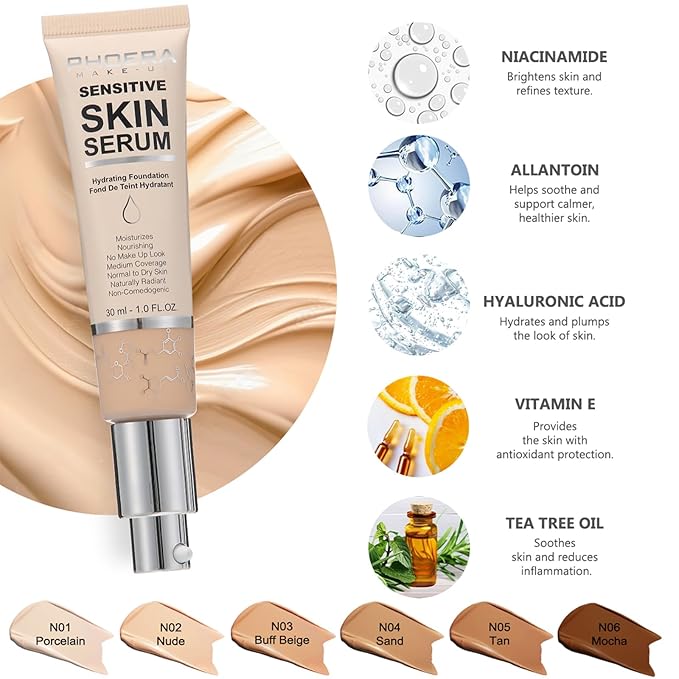 PHOERA Foundation Full Coverage,PHOERA CC+ Cream,2024 New PHOERA Foundation Makeup for Mature Skin, Wrinkles Matte Natural Finish,Primer (102+120CC+N02/ Nude+Nude +Nude)