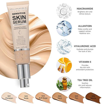 PHOERA Foundation Full Coverage,PHOERA CC+ Cream,2024 New PHOERA Foundation Makeup for Mature Skin, Wrinkles Matte Natural Finish,Primer (109+200CC+N06/ Mocha+ Mocha+Mocha)